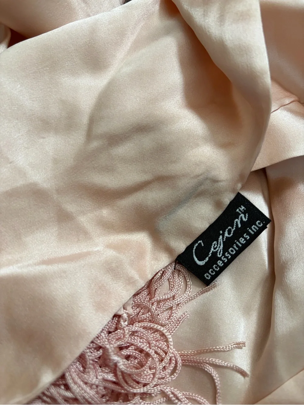 Cejon 100% Silk Blush Pink Fringe Scarf